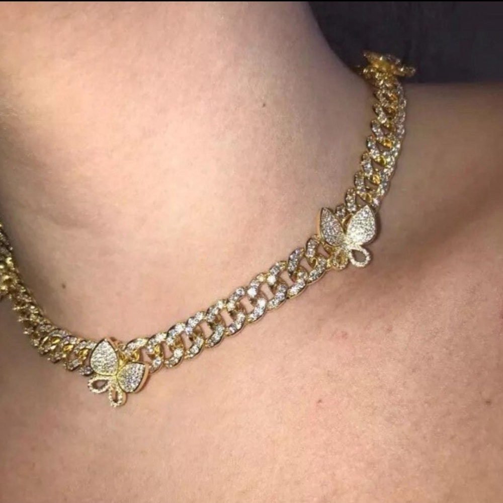 Butterfly Cuban necklace 16inch